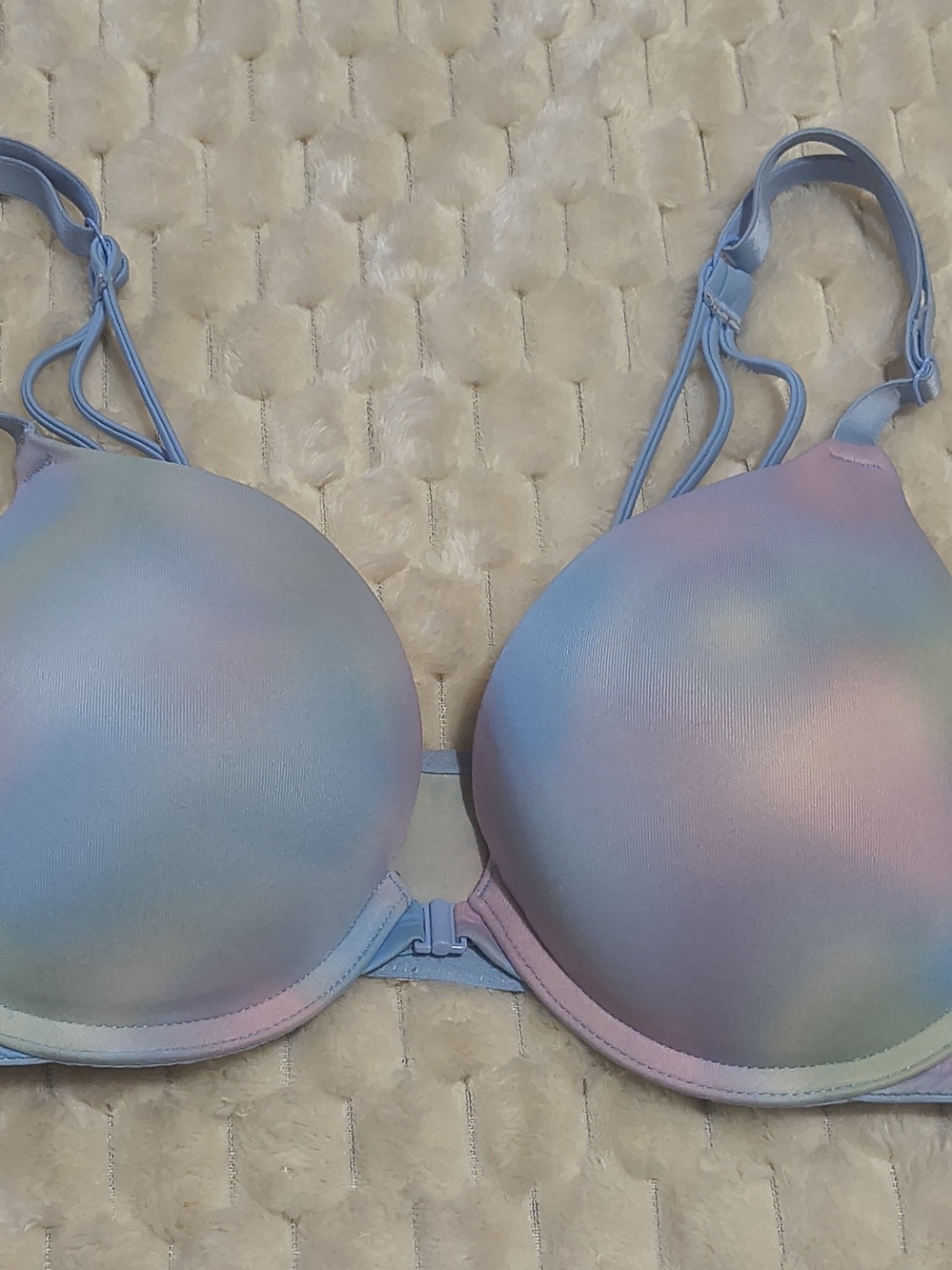 PINK Victoria's Secret Pastel Blue and Pink Molded Push-Up Bra